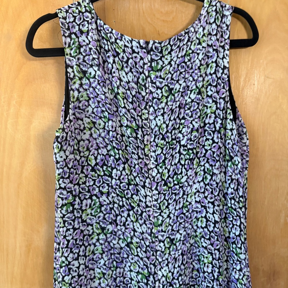 Susan Bristol Y2K Purple Floral Silk Tiered Ruffle Midi Dress Womens 12 - Picture 6 of 9